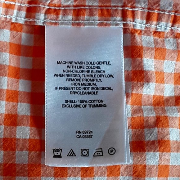 Columbia Orange Checked 100% Cotton Short-Sleeved Shirt - EUC! - Picture 6 of 6
